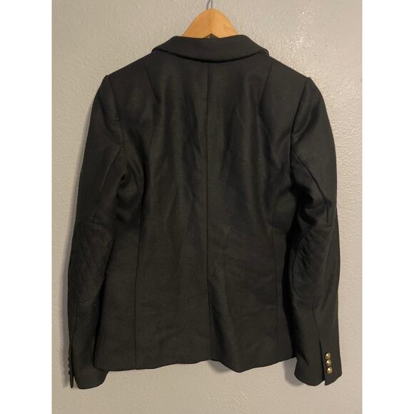 Banana Republic Jacket Womens 4 Black Wool Hacking Blazer Elbow Patch Lined - Picture 2 of 9